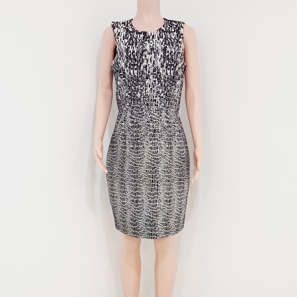 J.taylor Blk & Wht Pat. Print Sheath Dress Sz: 12 - Picture 1 of 11